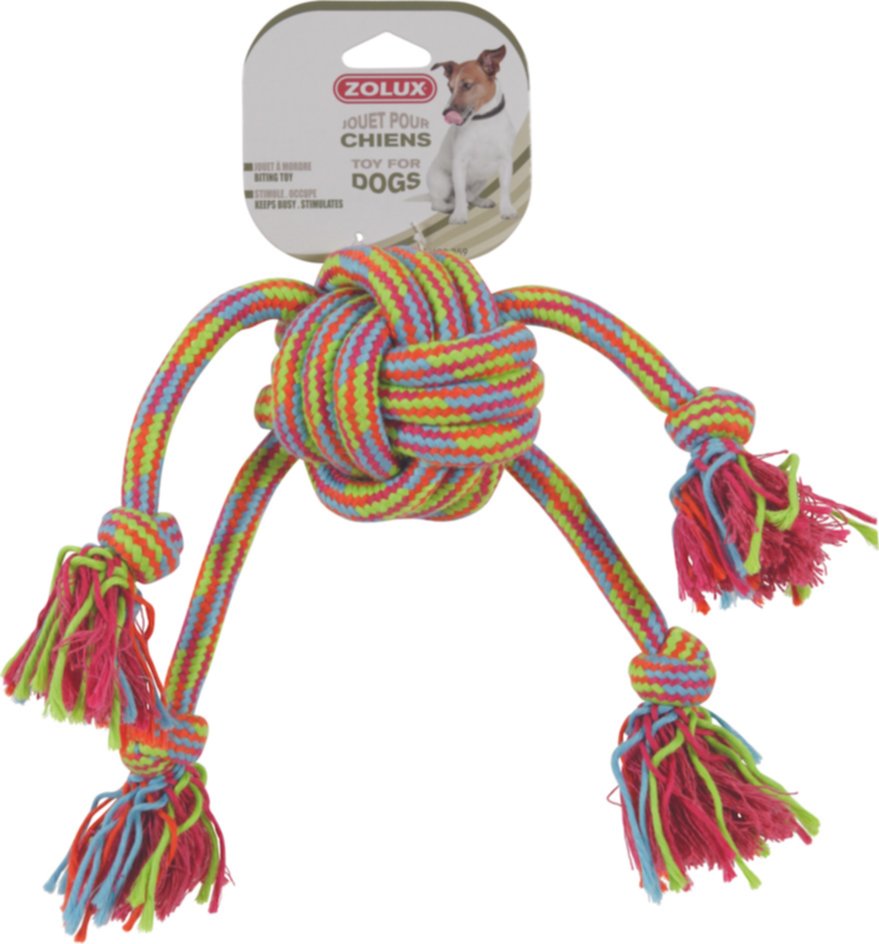 Jouet chien corde colorée pieuvre 35cm