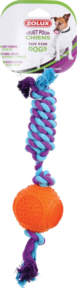 Jouet chien corde et balle dental Ø7,5 cm - ZOLUX