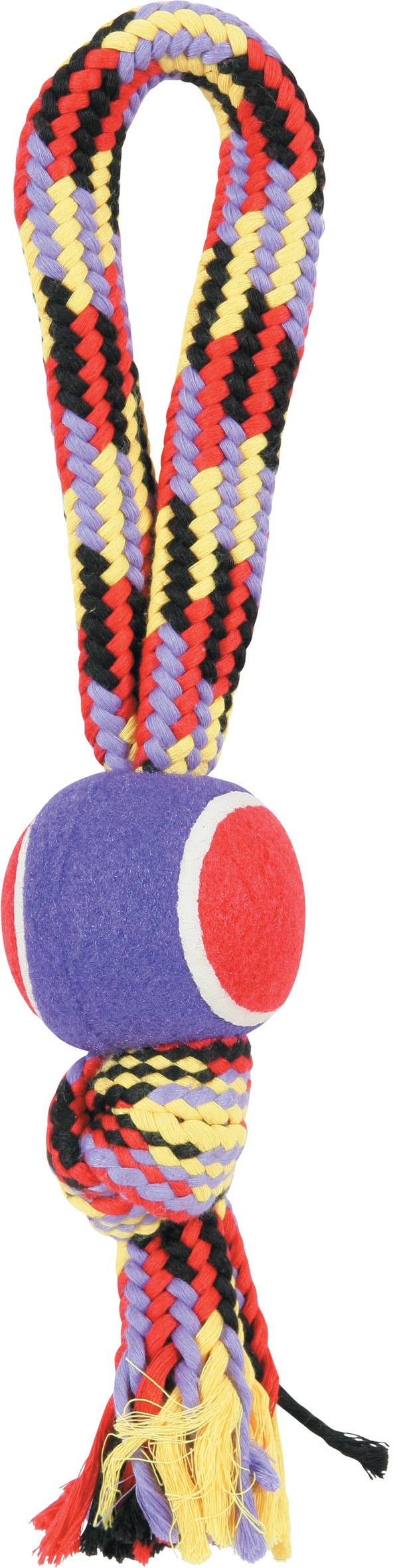 Jouet chien corde et balle tennis - poignée - 40cm