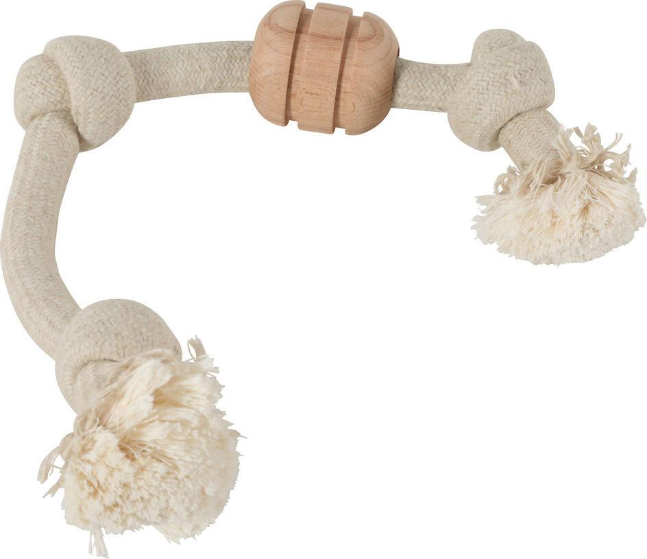 Jouet Chien Corde Coton et Lin Anneau Bois 3 Nœuds - ZOLUX