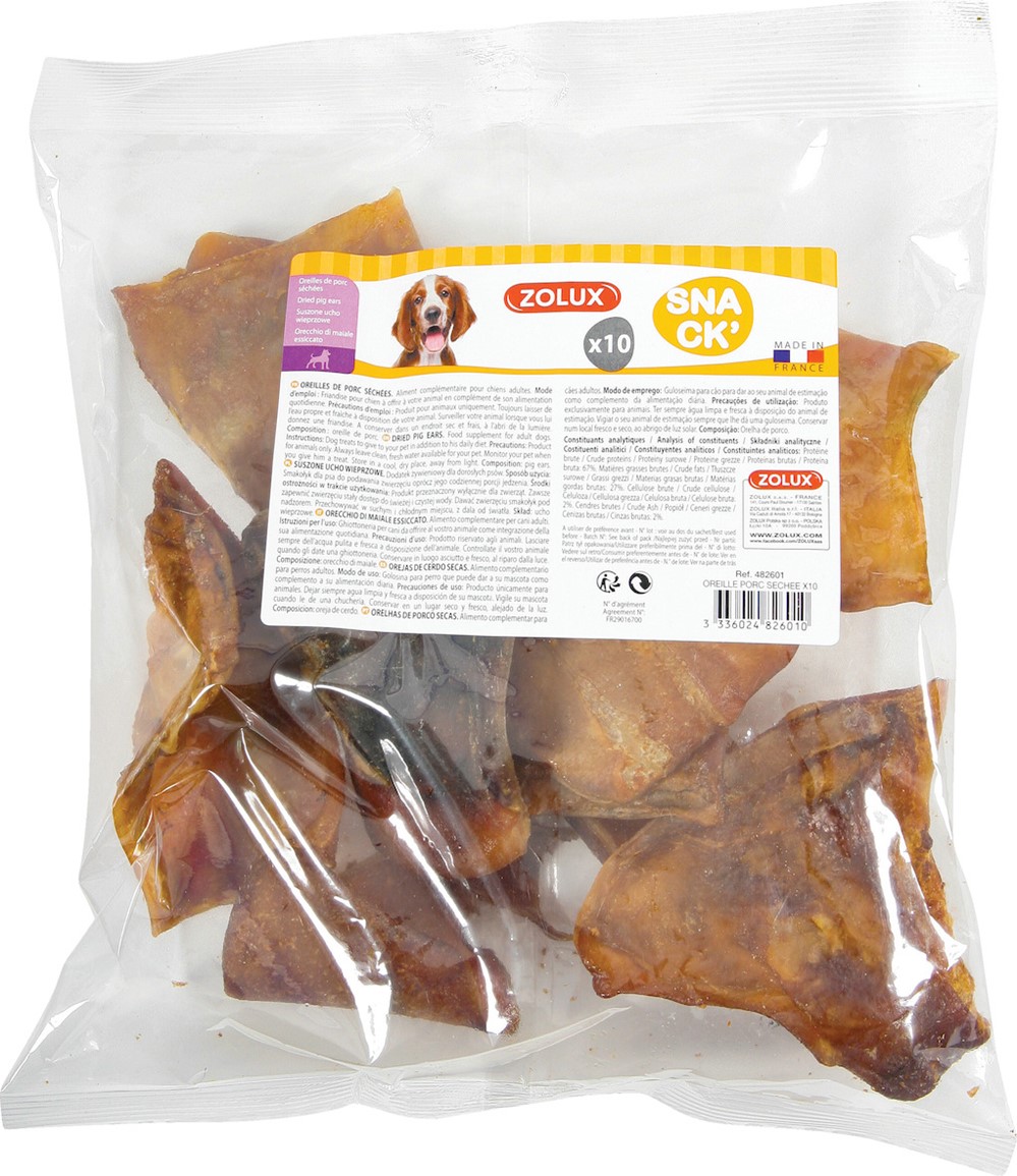 Sachet de 10 oreilles de porc séchées - ZOLUX