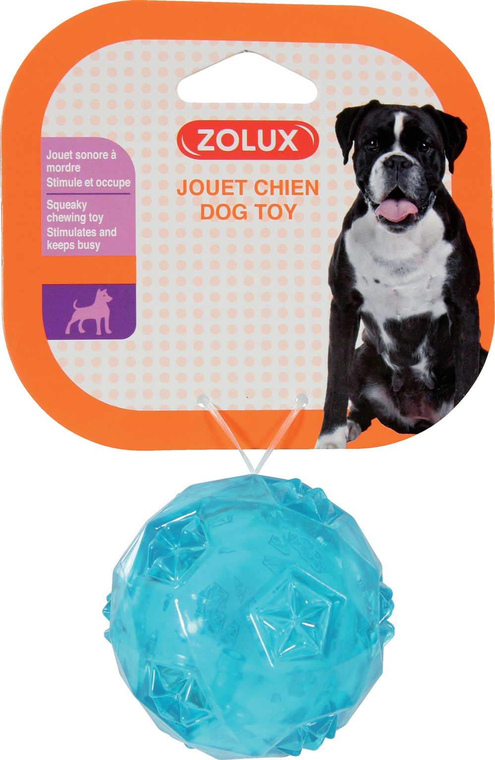Jouet chien balle pop d6cm turquoise