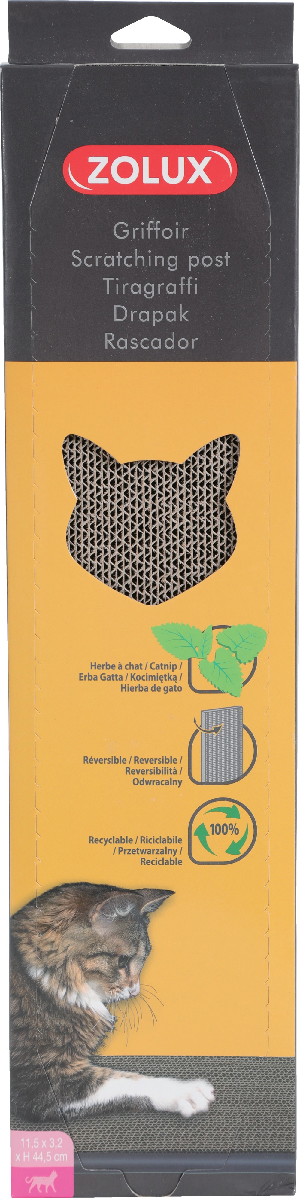 Griffoir carton avec herbe à chat L11,3 p3 h44cm