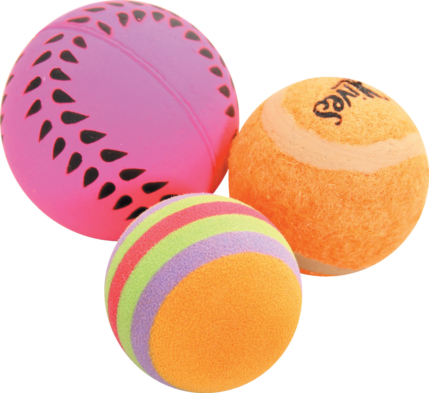 Lot de 3 balles mêlées pour chat 4 cm