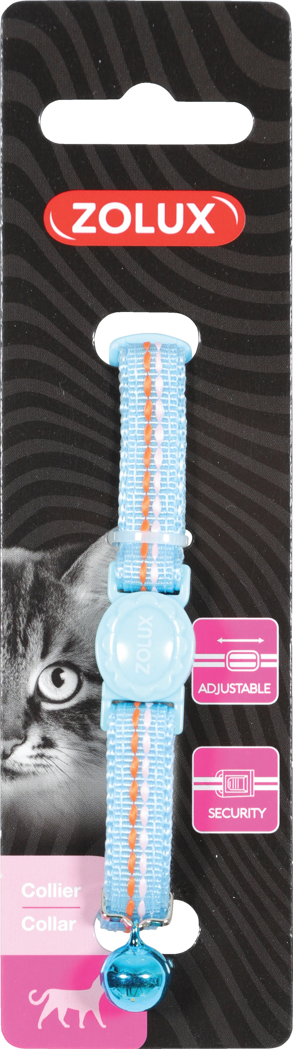 Collier nylon Tempo chat 17 à 30cm bleu