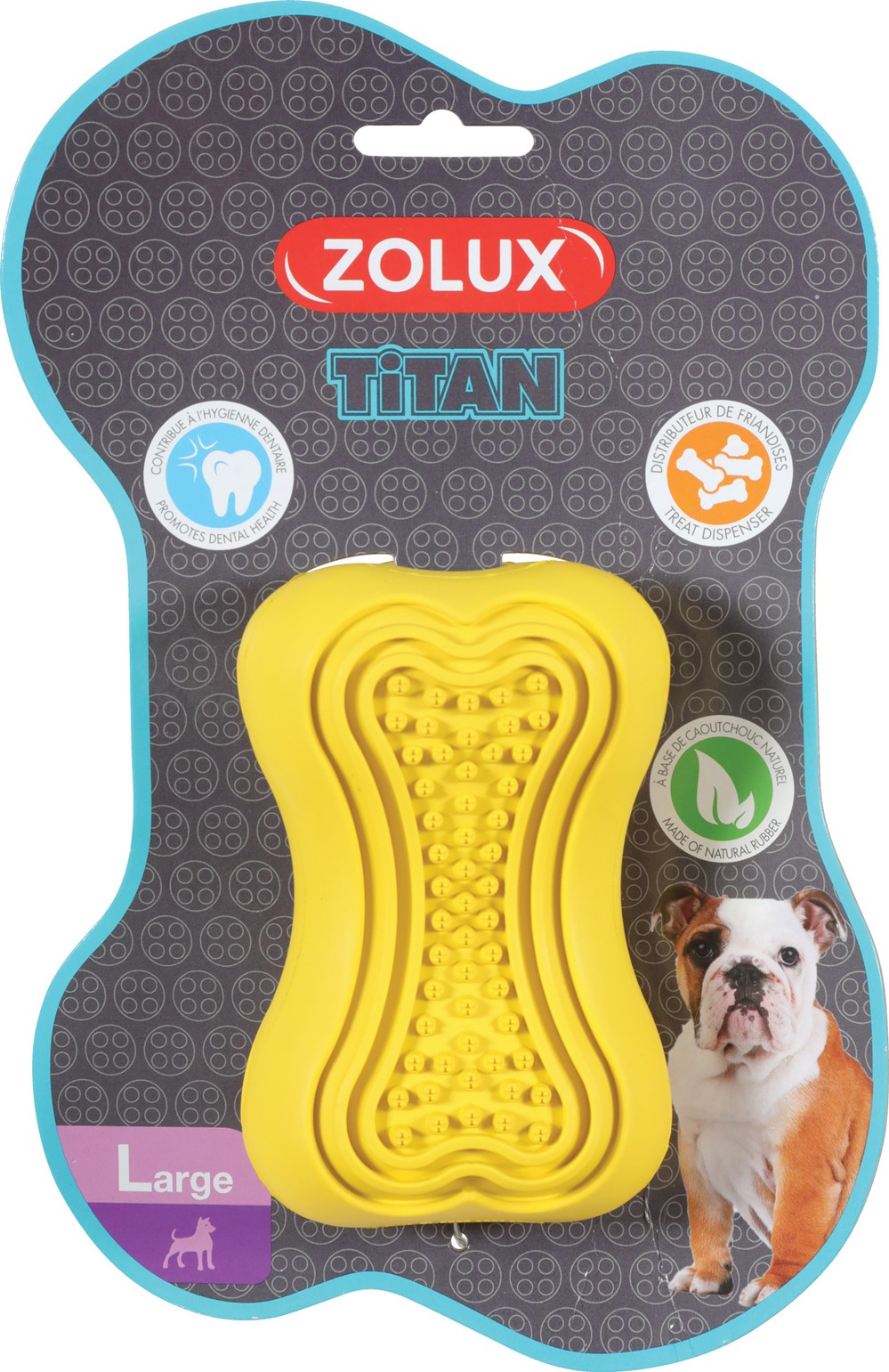 Jouet chien caoutchouc Titan - 11,5cm - jaune