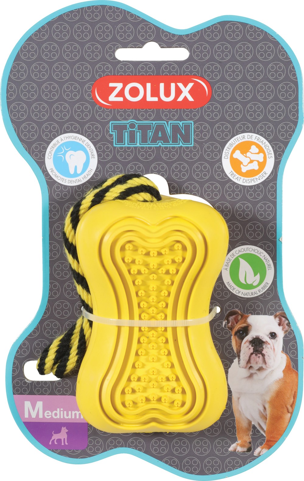 Jouet chien corde caoutchouc Titan -37,5cm- jaune