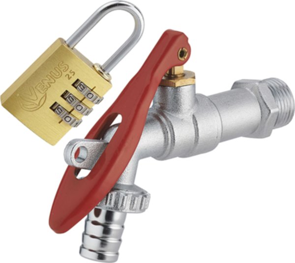 Robinet extérieur 1/4 de tour cadenassable + cadenas à 3 chiffres - NOYON & THIEBAULT