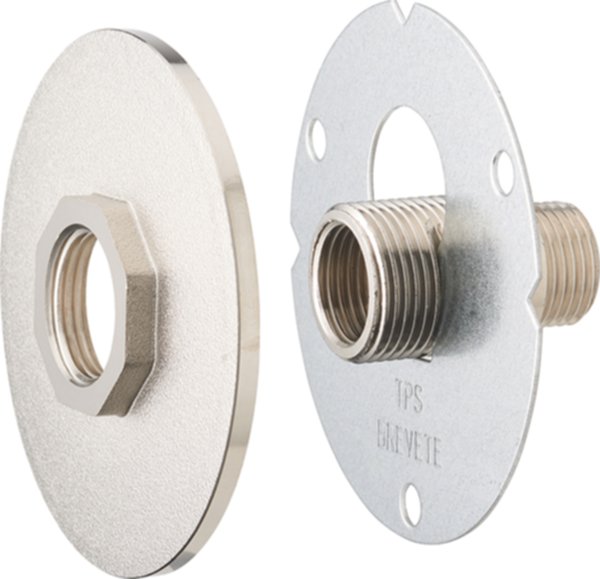 Platine de fixation coNFort robinet extérieur avant/après crépi finition laiton nickelé - AROZ