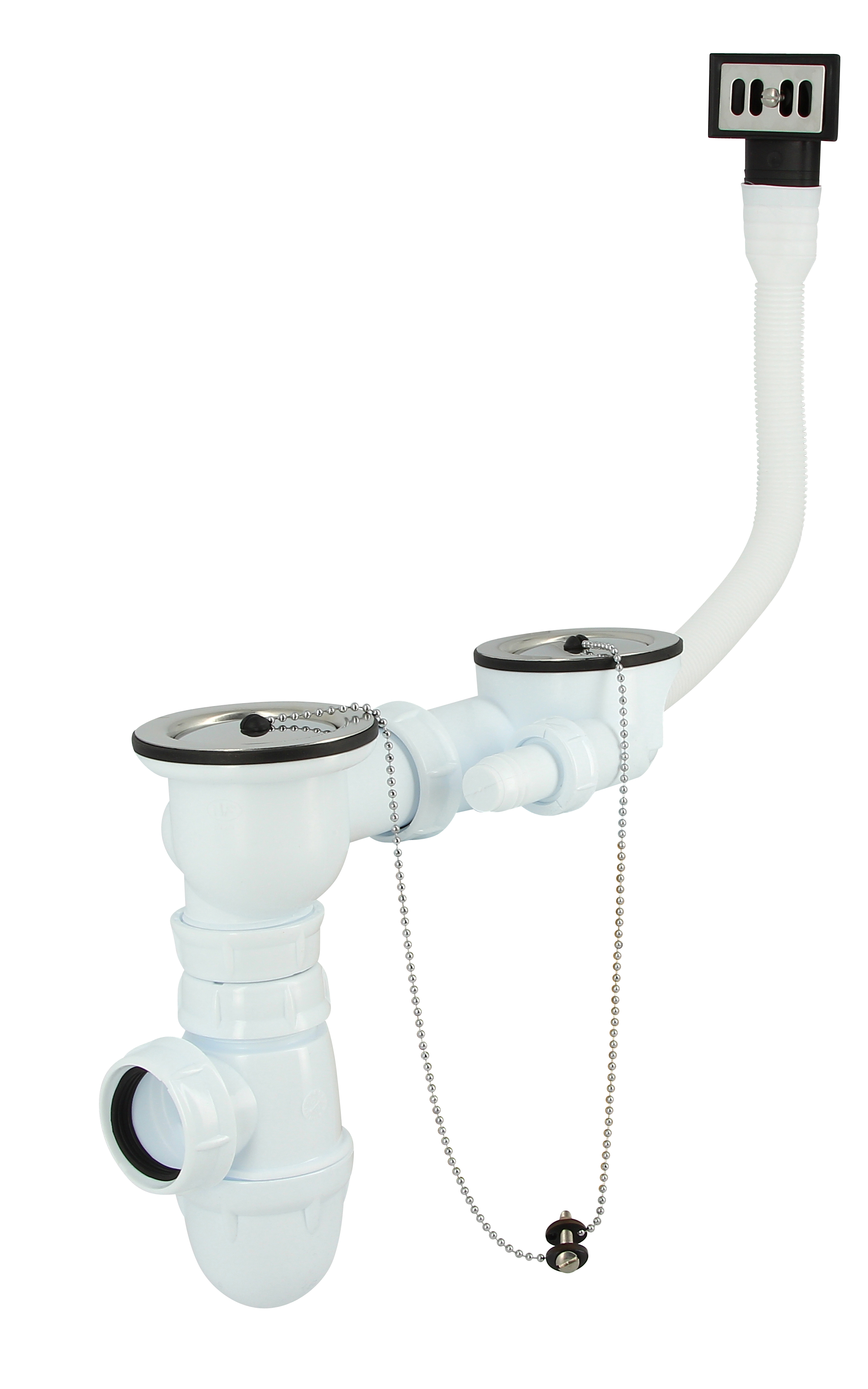Vidage plastique pour évier 2 cuves perçage Ø60mm