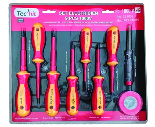 Set électricien 9 pièces dont 7 tournevis