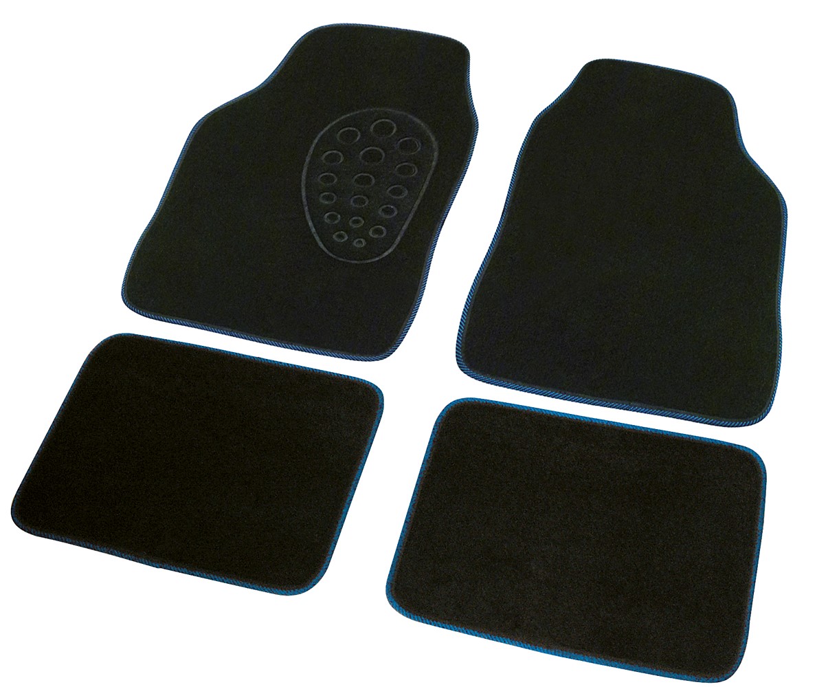 4 tapis de voiture broderie chiné bleu et noir - ERGOSEAT