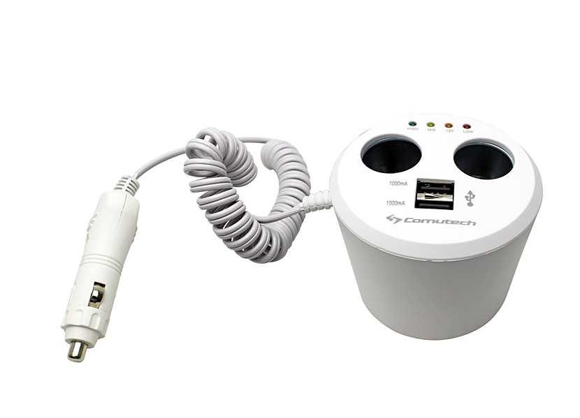 Chargeur 12/24v 2 prises all.cigar+2 ports usb