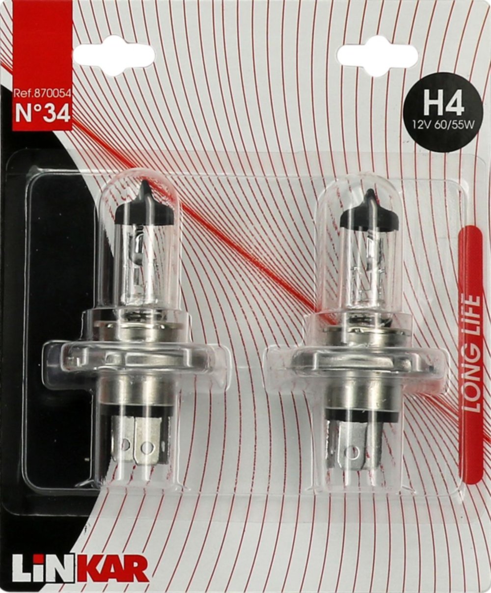 2 lampes linkar h4 12v 60/55w ll