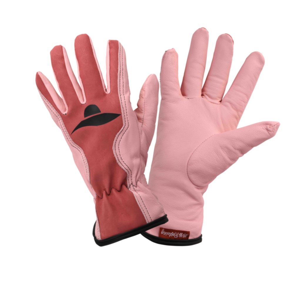 Gants de jardinage en cuir de qualité rose Taille 08
