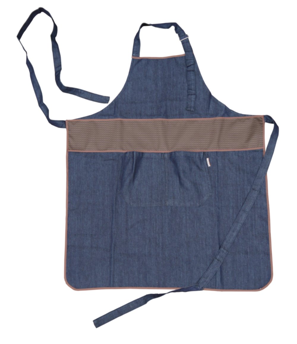 Tablier de cuisine ou jardin poche bleu jean Taille U