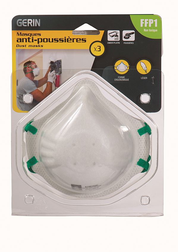 Blister 3 masques anti-poussieres FFP1 - GERIN