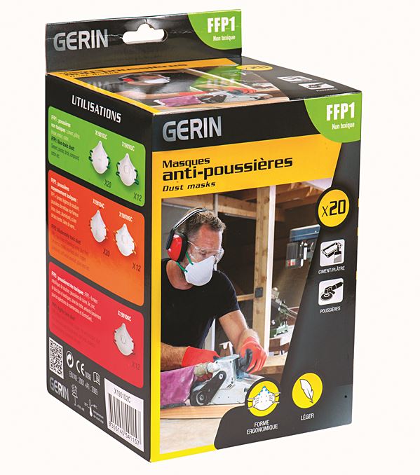Boite 20 masques anti-poussieres FFP1 - GERIN