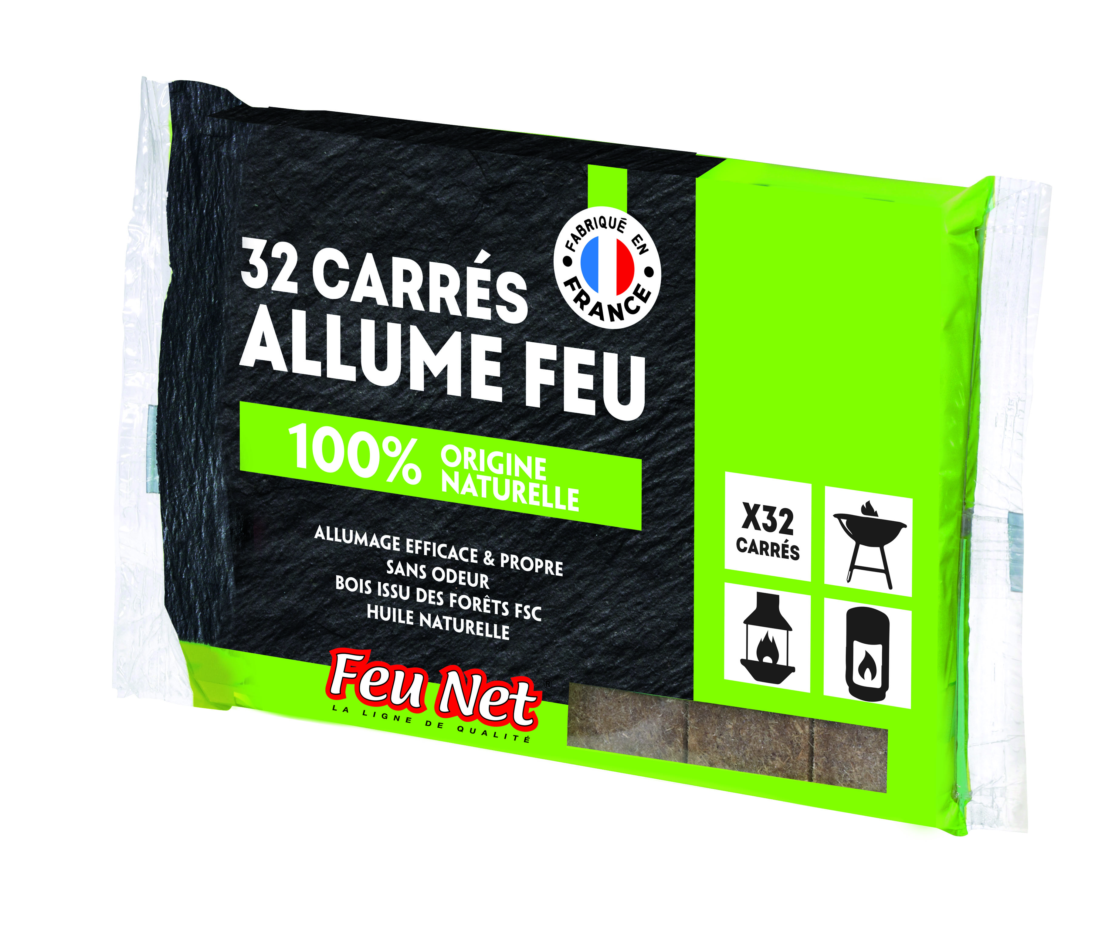 Allume feu plaque 24 carrés feunet barbecue