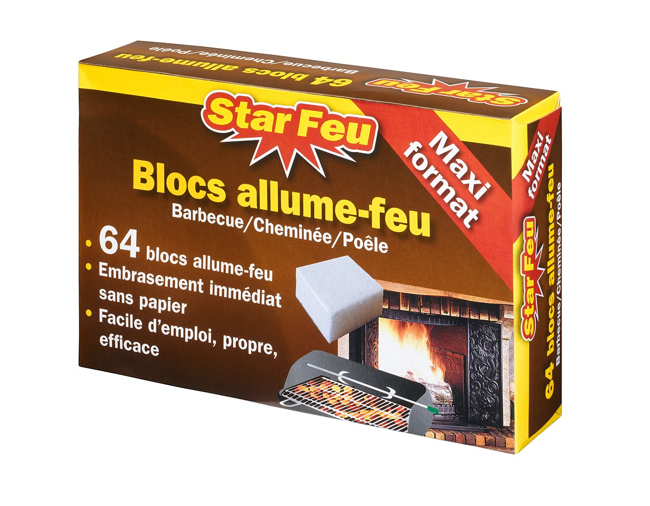 Blocs allume feu 64 cubes starfeu barbecue