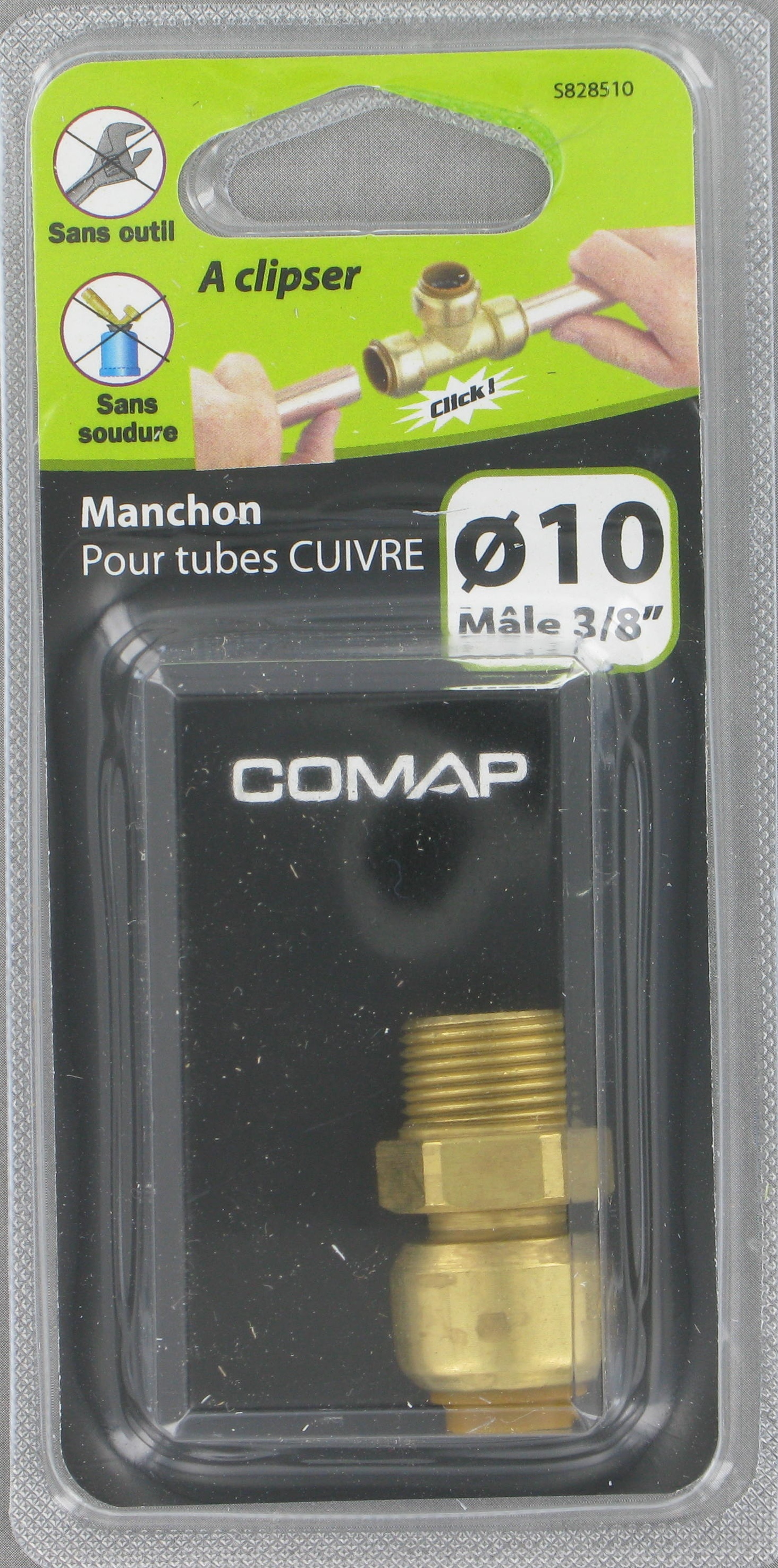 Raccord droit automatique D10 mm Mâle 3/8