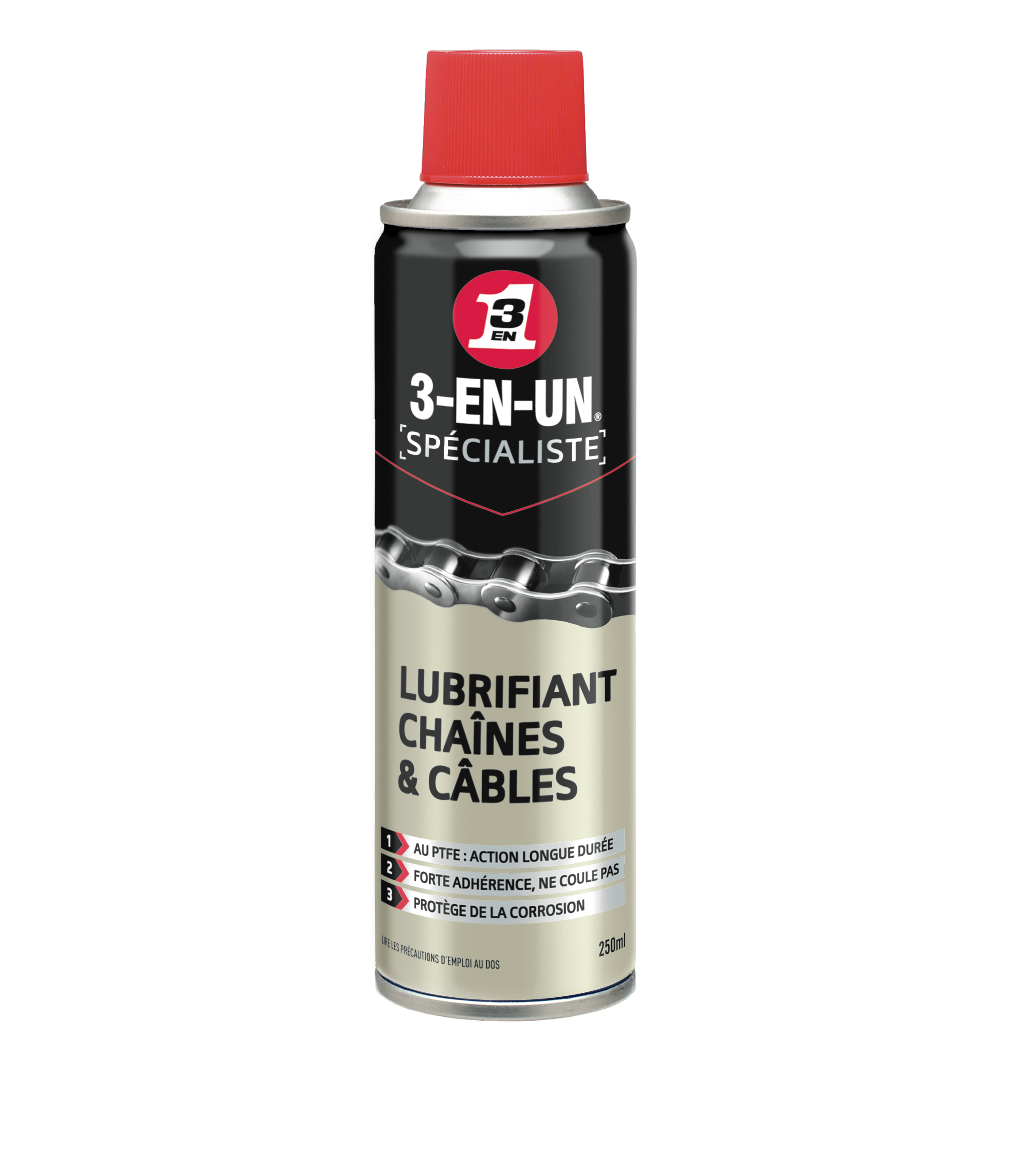 Lubrifiant chaînes & câbles 3-EN-UN 250ml