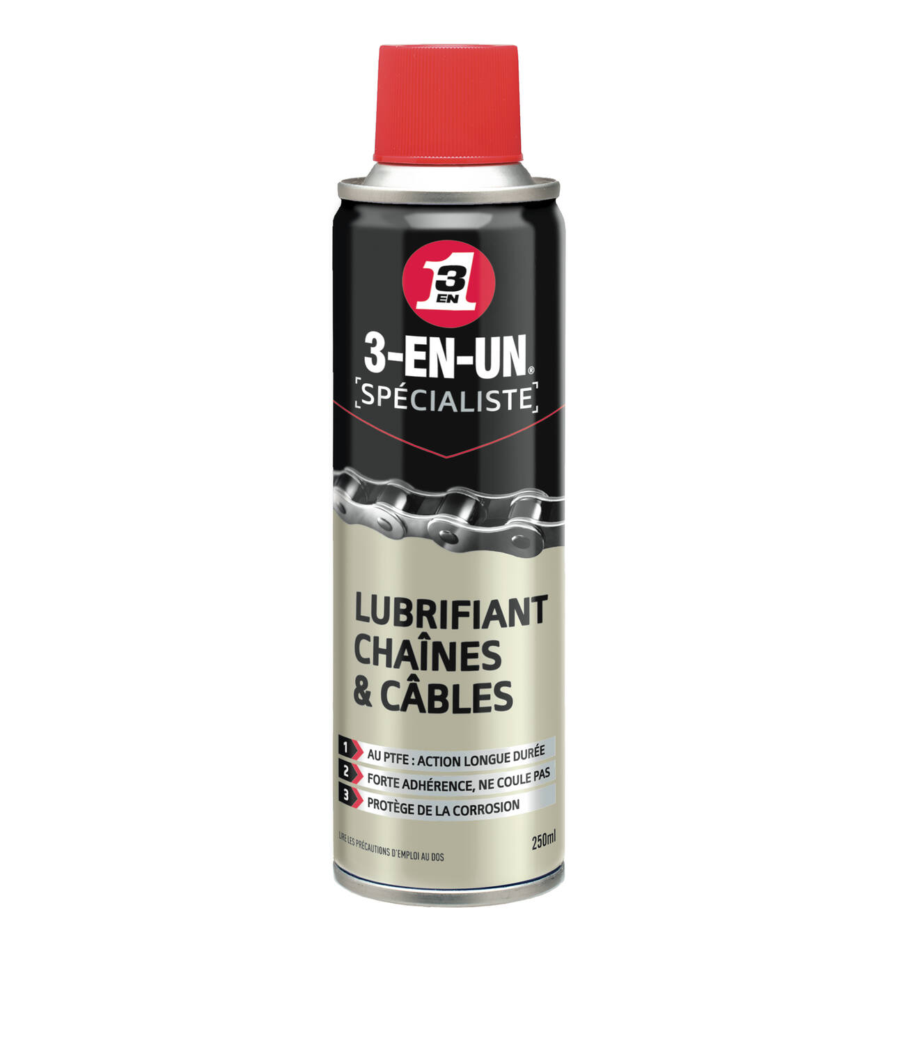 Lubrifiant chaînes & câbles 3-EN-UN 250ml