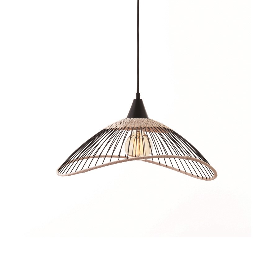 Suspension Kasteli Rotin Noir Ø45cm h.24,5cm - SEYNAVE