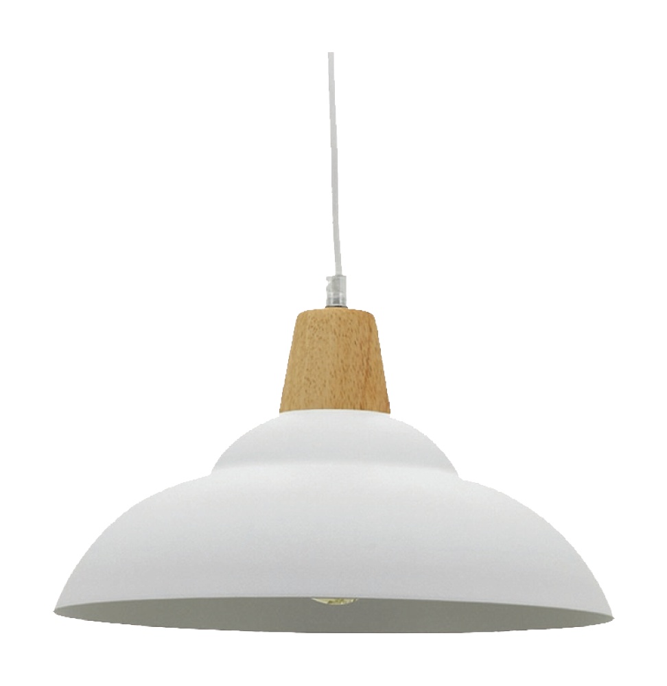 Suspension Areia Métal et bois Ø29cm E27 40W Blanc - SEYNAVE
