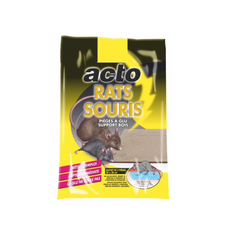 Lot de 2 pièges à glu support en bois - ACTO