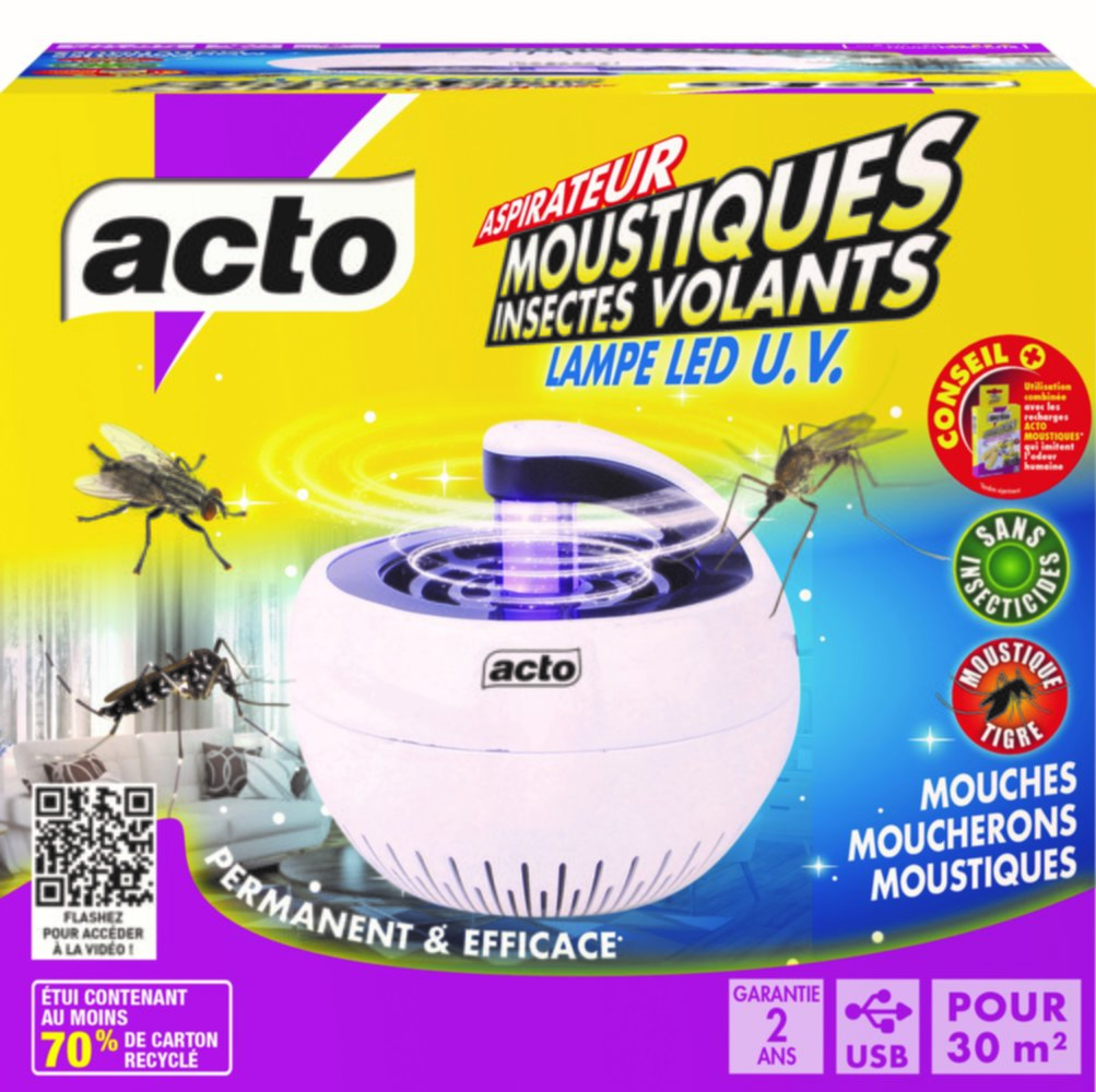 Aspirateur Moustiques/ Insectes Volants Lampe LED U.V. - ACTO
