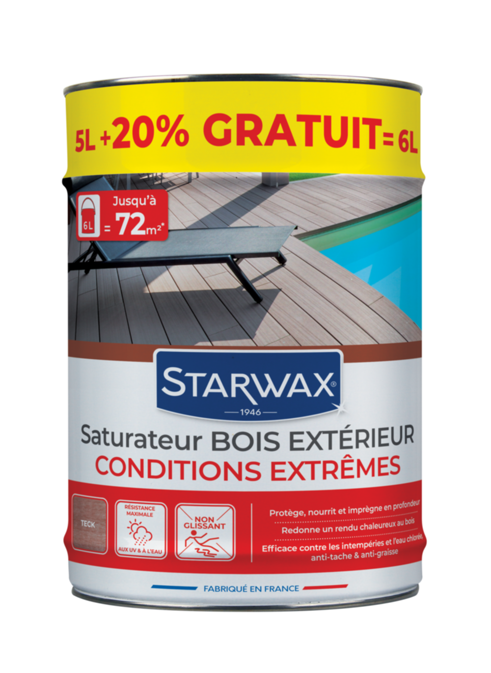 Saturateur Haute Protection terrasse bois Teck 5+1L - STARWAX