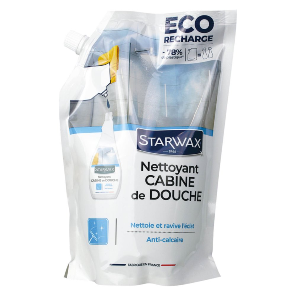 Nettoyant Anticalcaire cabine de douche Eco-Recharge 1L - STARWAX
