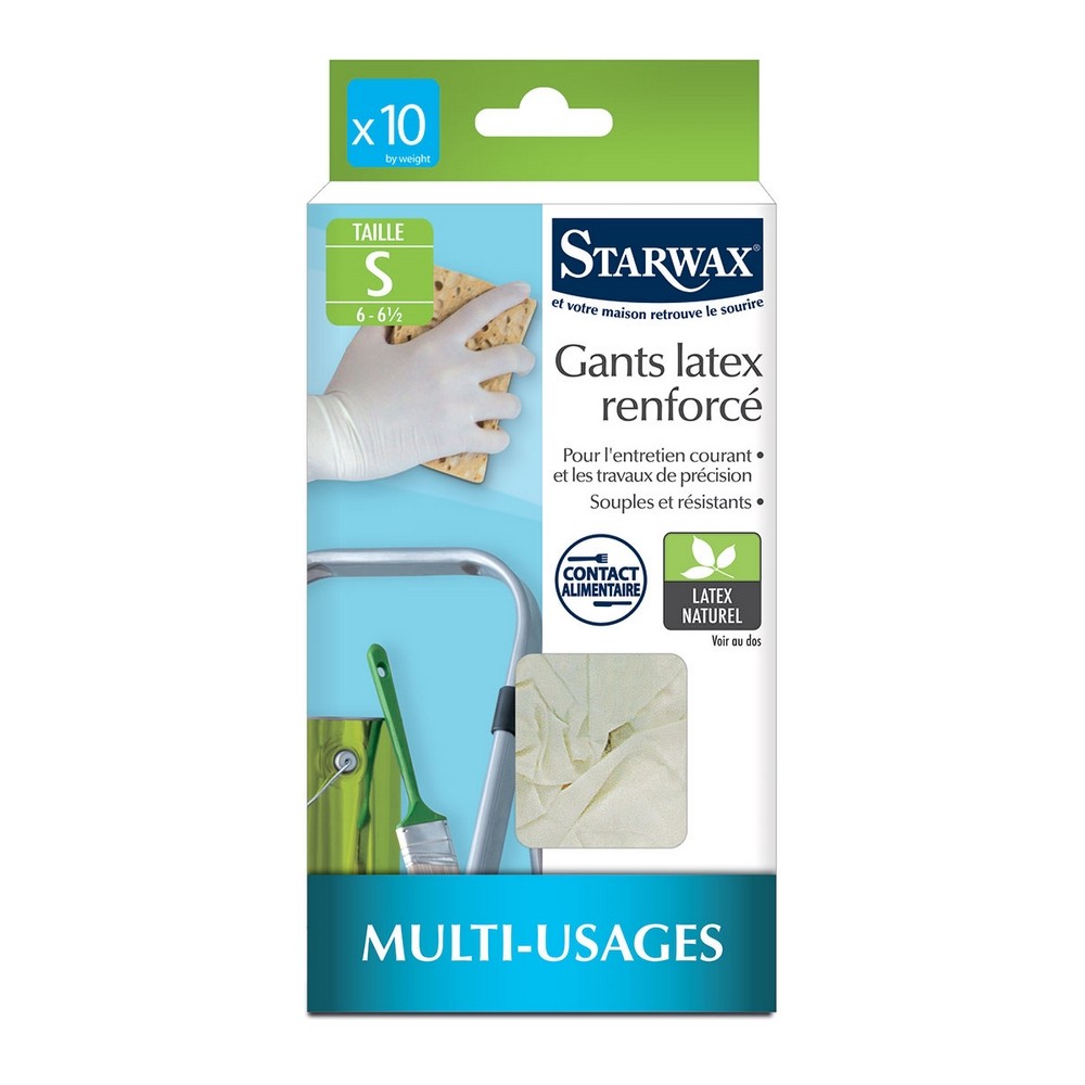 Sachet de 10 gants latex renforcés - taille s