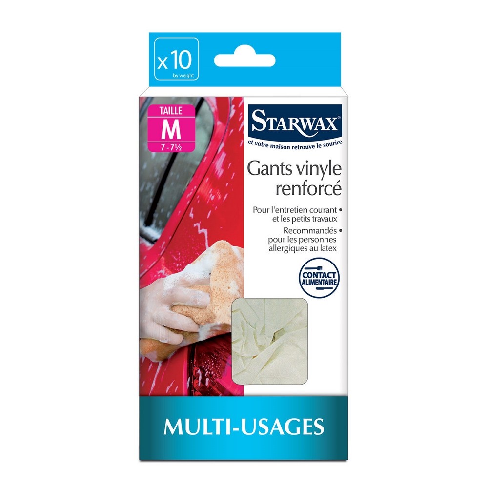 Sachet de 10 gants vinyls renforcés - taille m