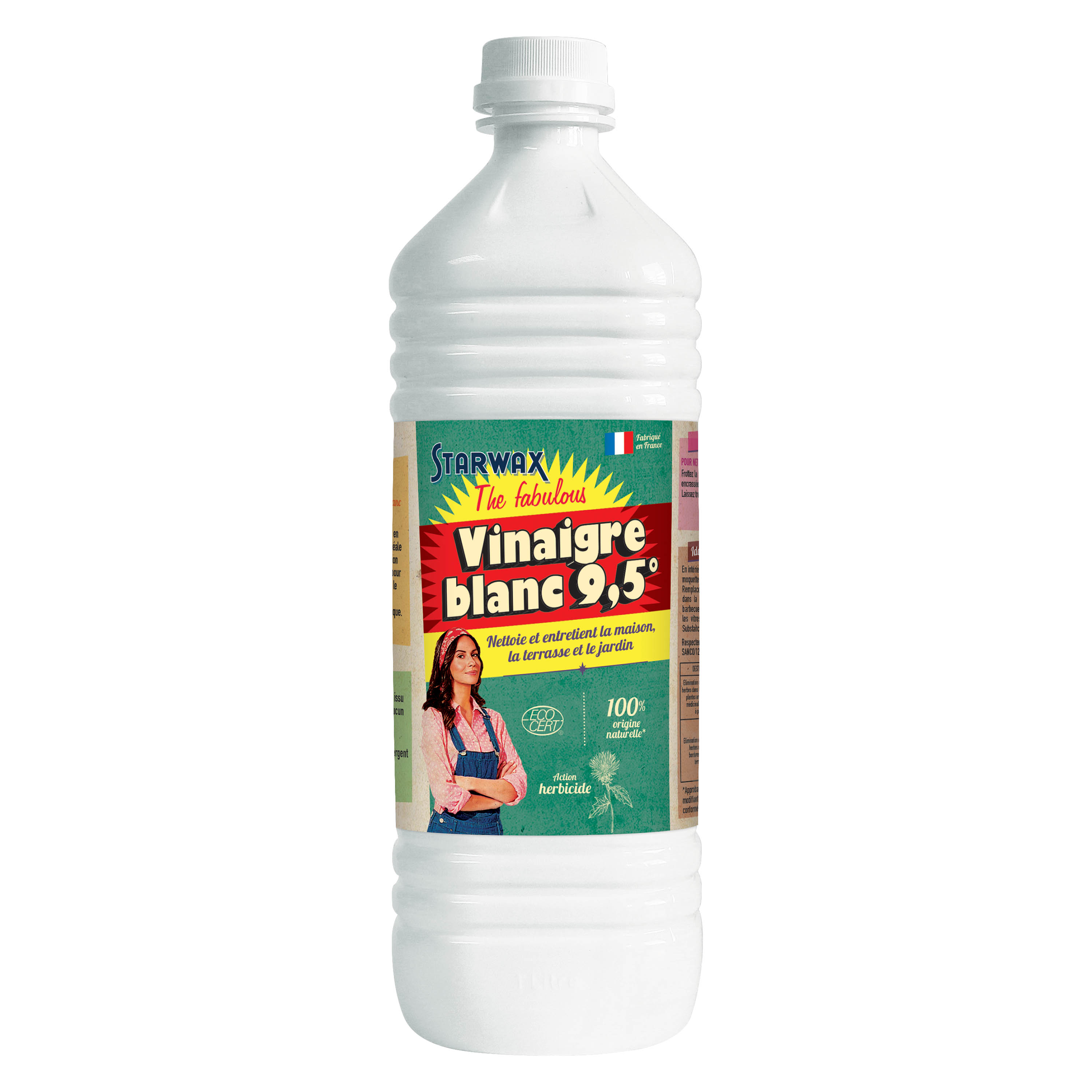 Vinaigre blanc ménager 9,5° sans parfum 1L - STARWAX THE FABULOUS