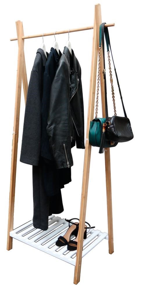 Portant bambou avec étagère basse Nagano H160xL80xP44cm