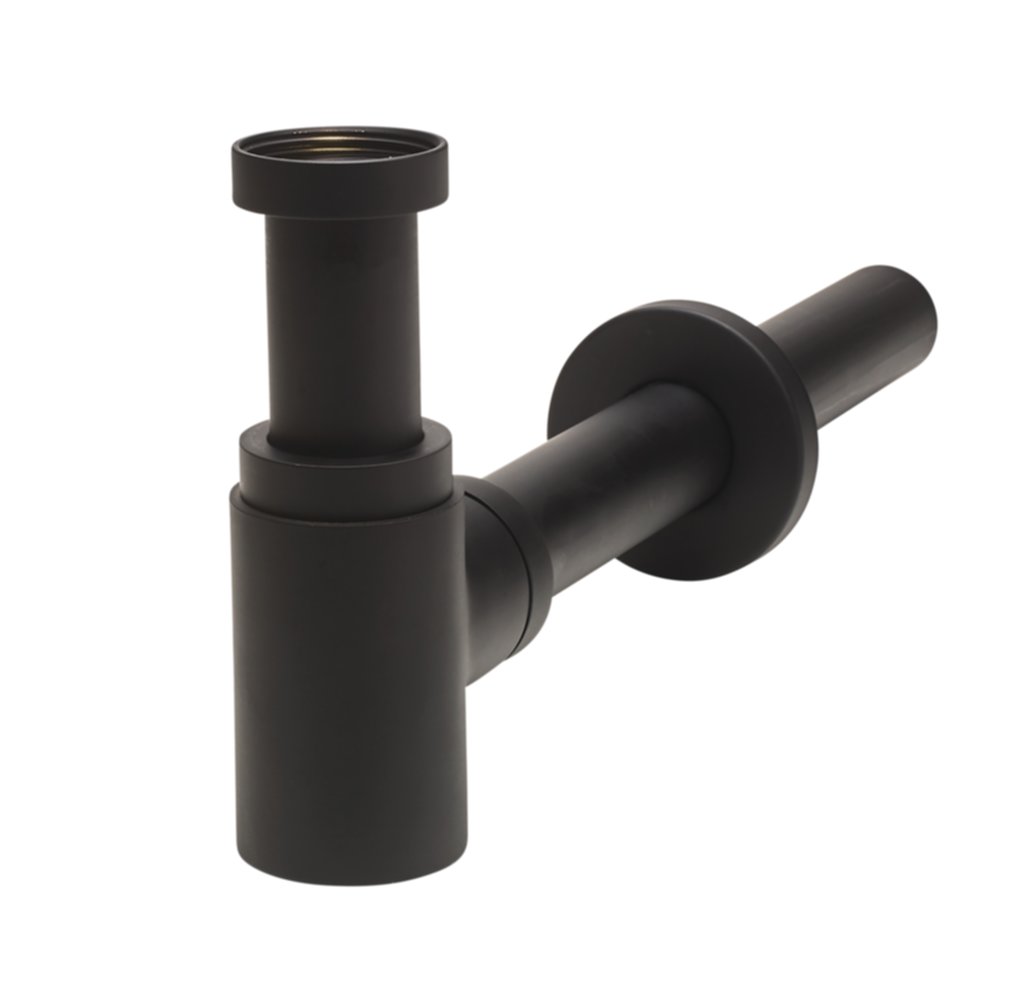 Siphon de lavabo design en laiton chromé noir - WIRQUIN