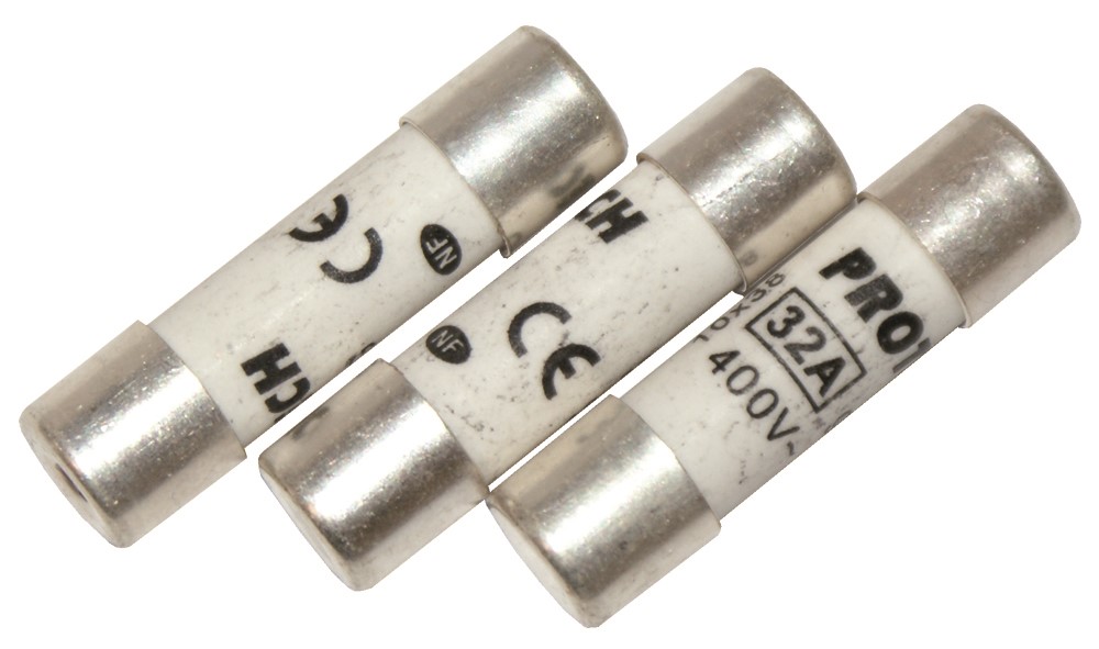 Pack de 3 fusibles 10,3x38 céramique à voyant 32a