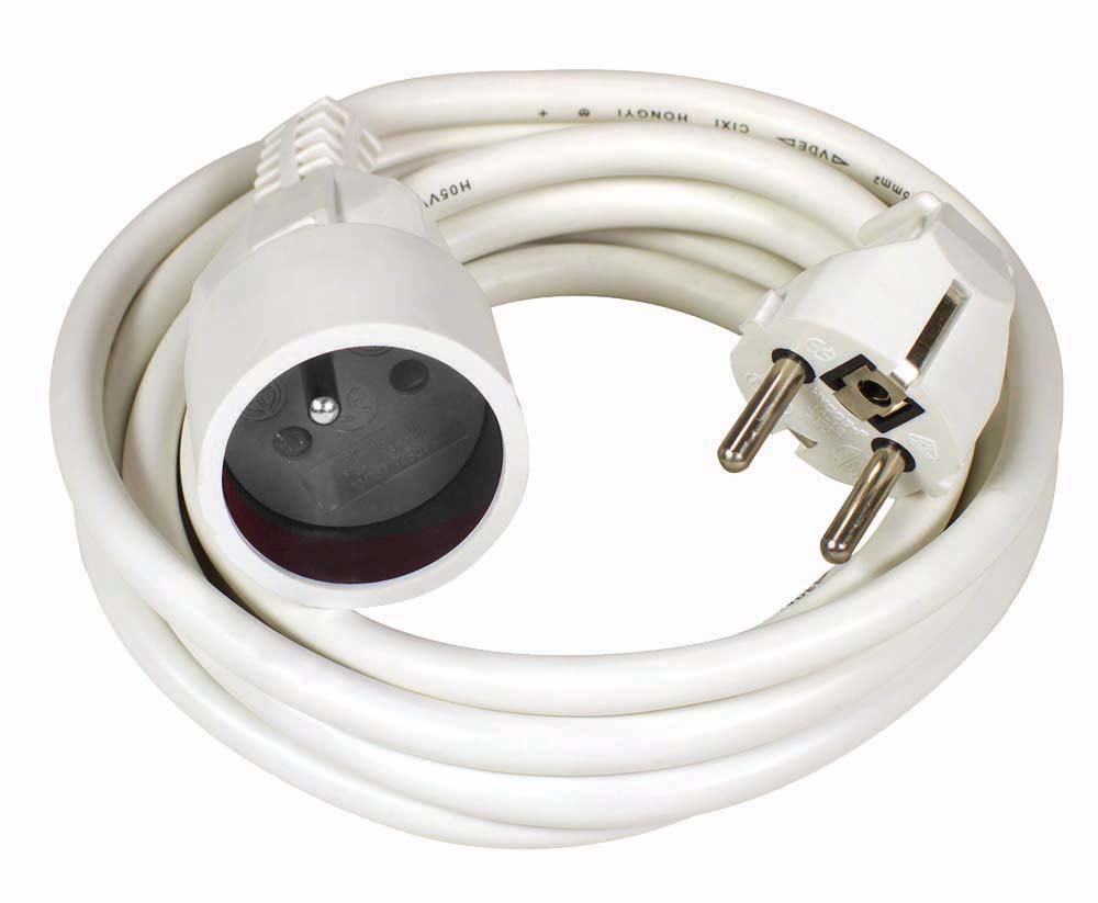 Rallonge électrique ménager ho5vvf 3g1,5 5m blanc