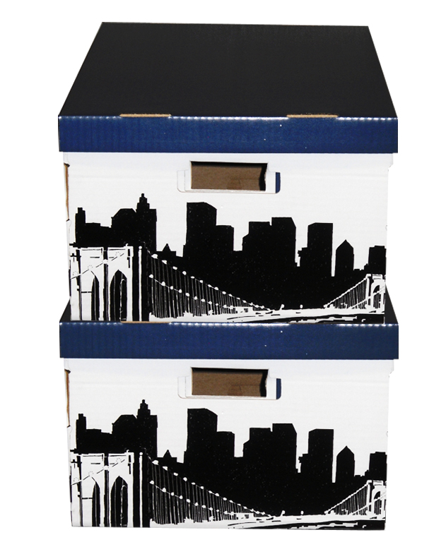 Lot de 2 boites de rangement en carton décor City