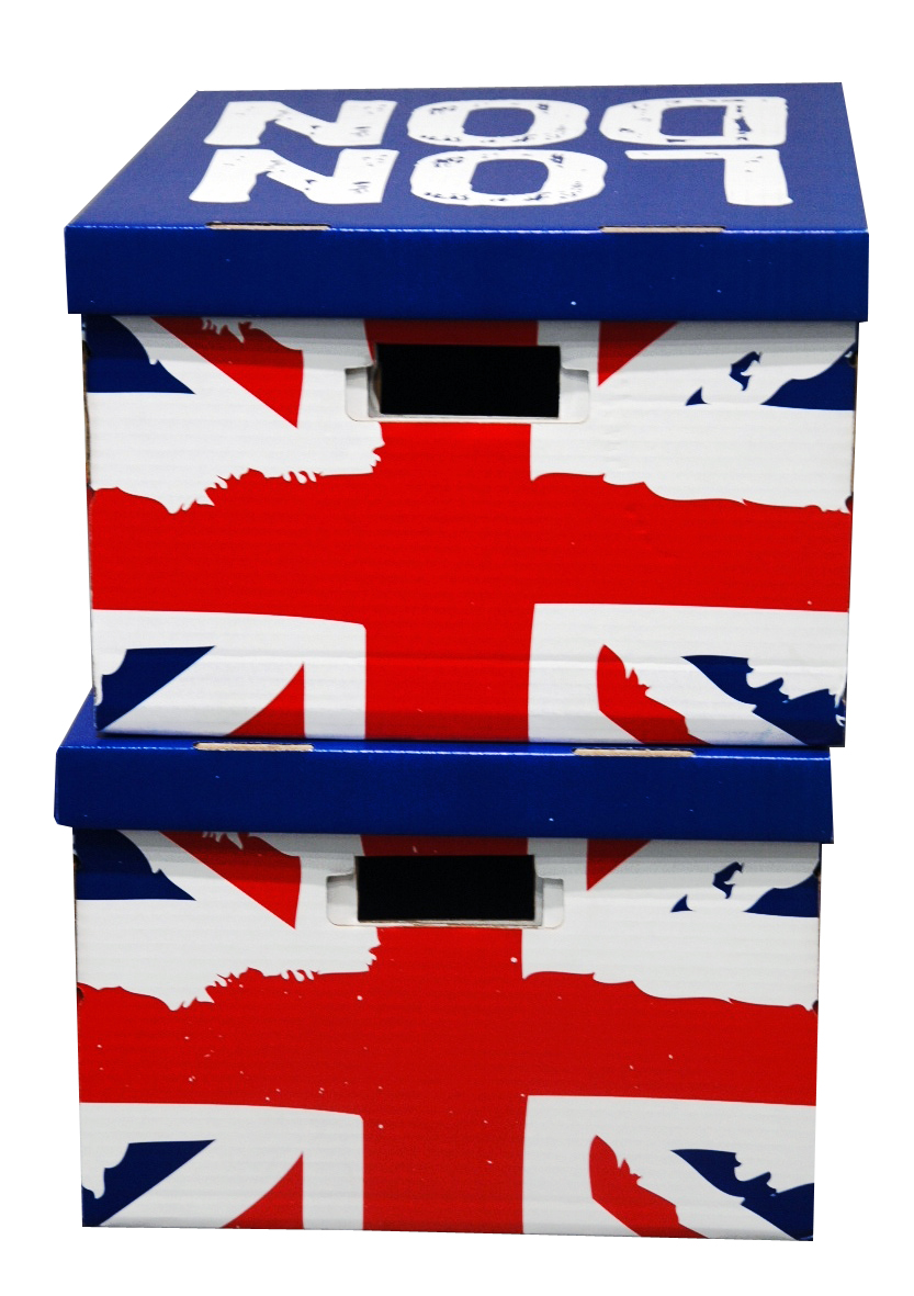 Lot de 2 boites de rangement en carton décor Union Jack