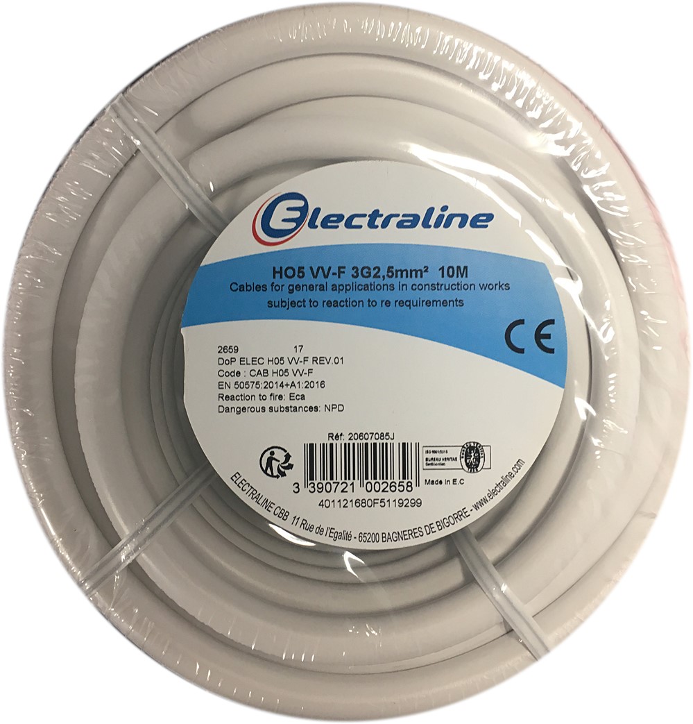 Cour.Film HO5 VV-F 3G2,5mm² Blanc 10M