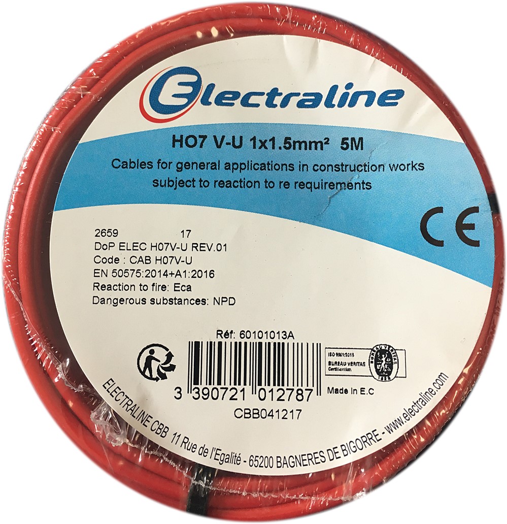 Cour.Film HO7 V-U 1x1.5mm² Rouge 5M