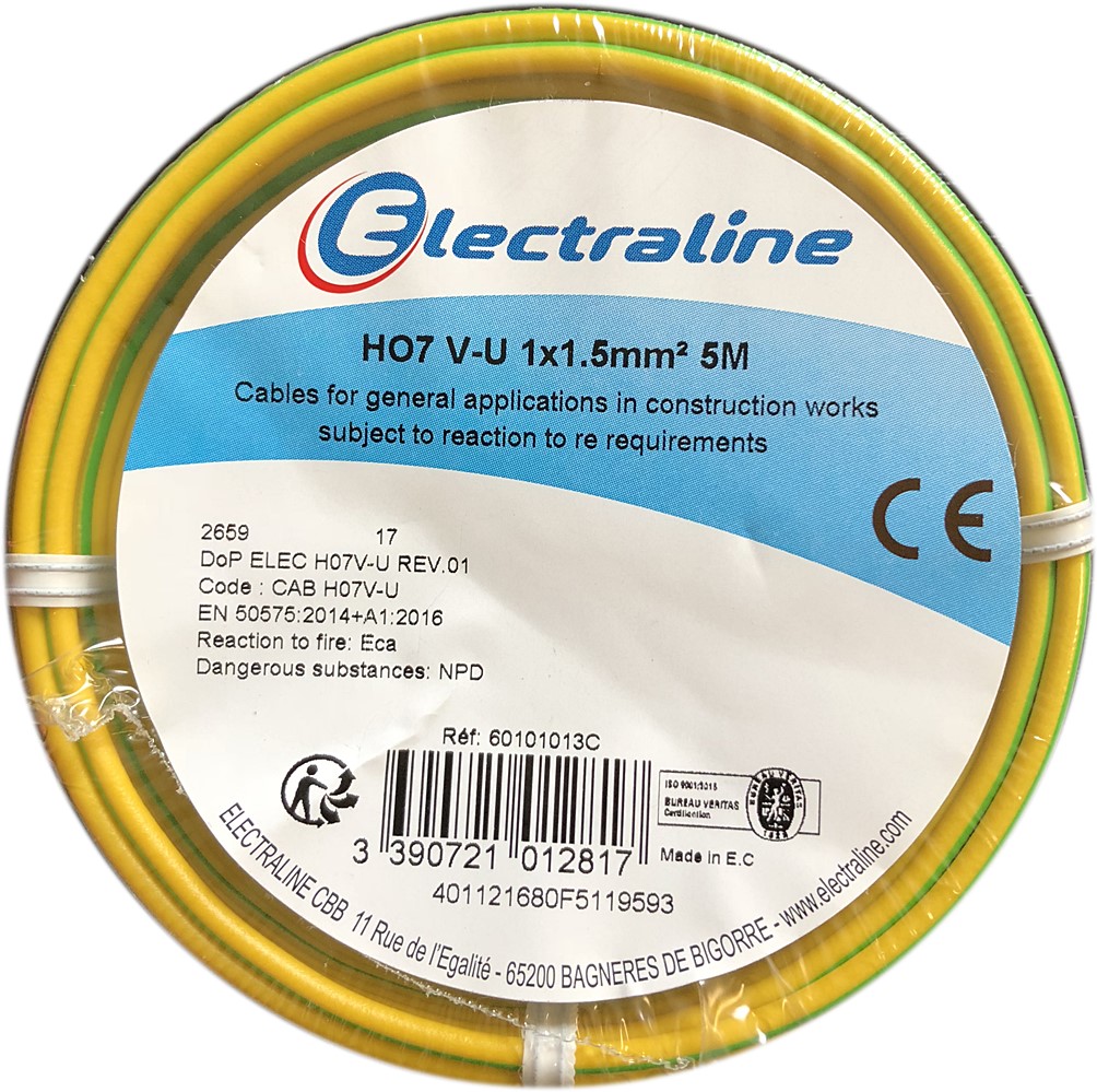 Cour.Film HO7 V-U 1x1.5mm² V/Jaune 5M