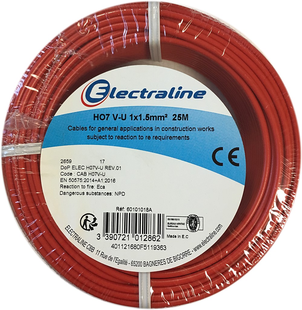 Cour.Film HO7 V-U 1x1.5mm² Rouge 25M