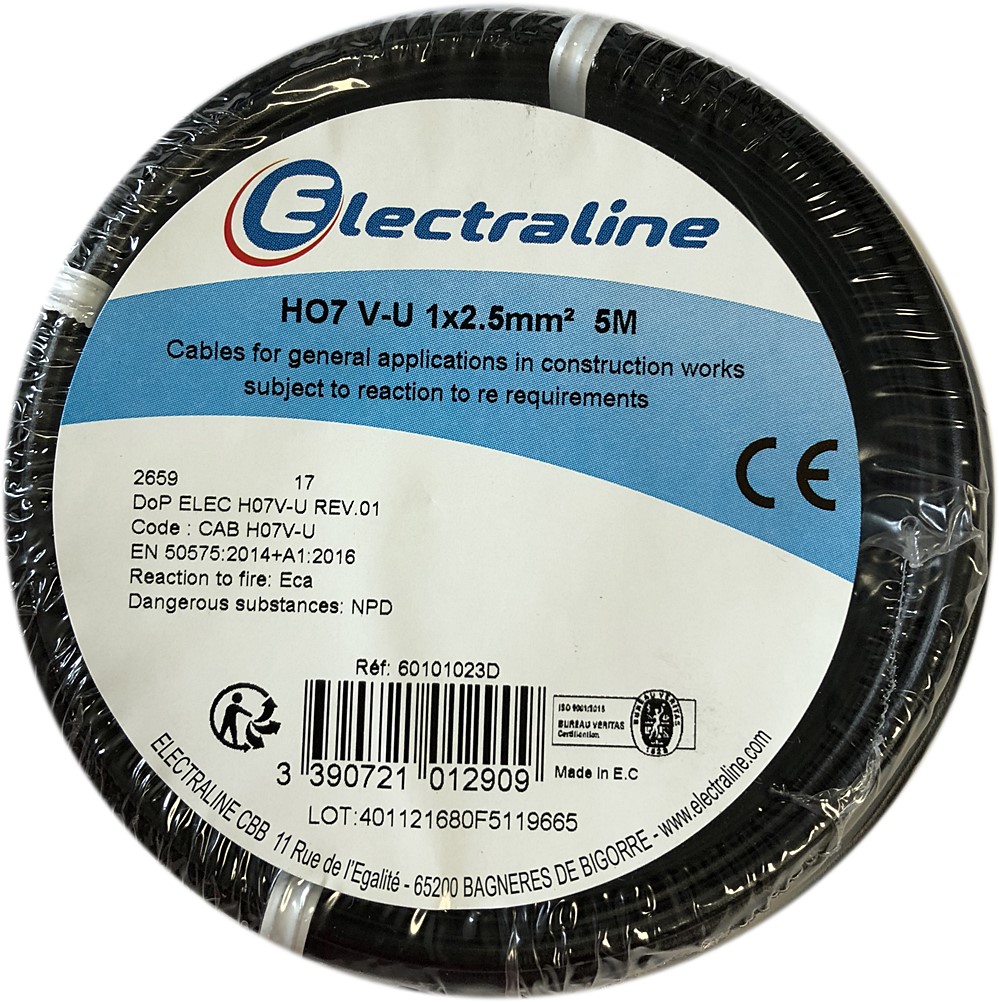Cour.Film HO7 V-U 1x2.5mm² Noir 5M