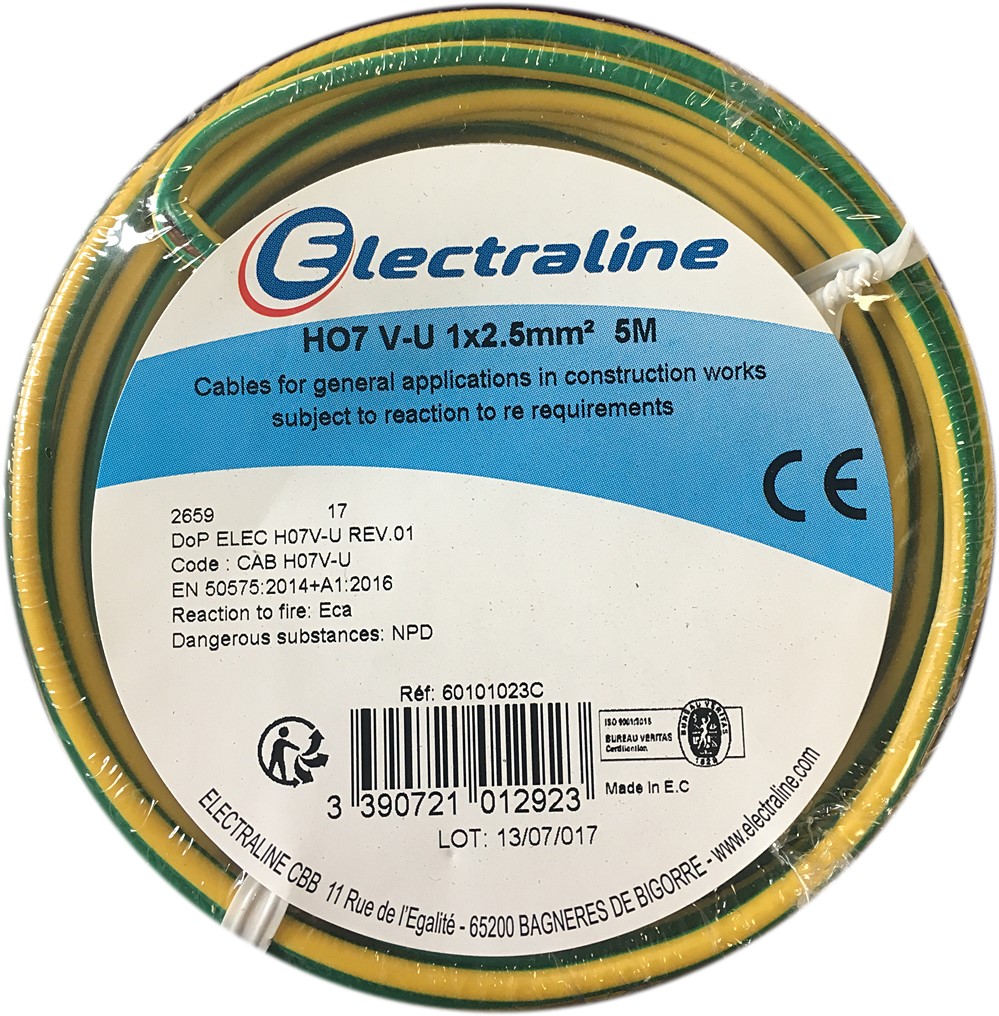 Cour.Film HO7 V-U 1x2.5mm² V/Jaune 5M