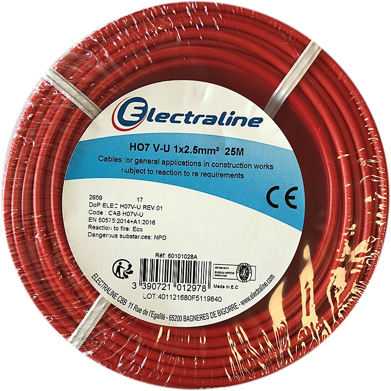 Cour.Film HO7 V-U 1x2.5mm² Rouge 25M