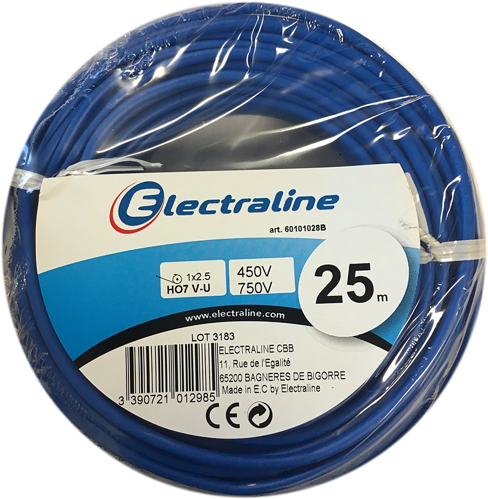 Cour.Film HO7 V-U 1x2.5mm² Bleu 25M